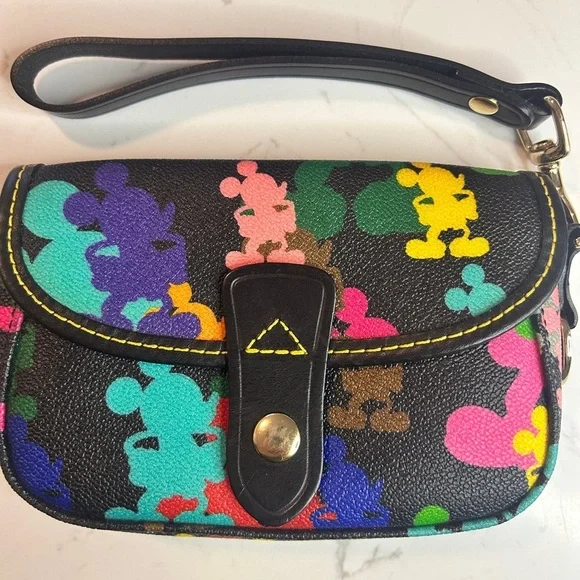 Disney Dooney & Bourke Multicolor Mickey Rare Wristlet – Like New - Picture 2 of 11